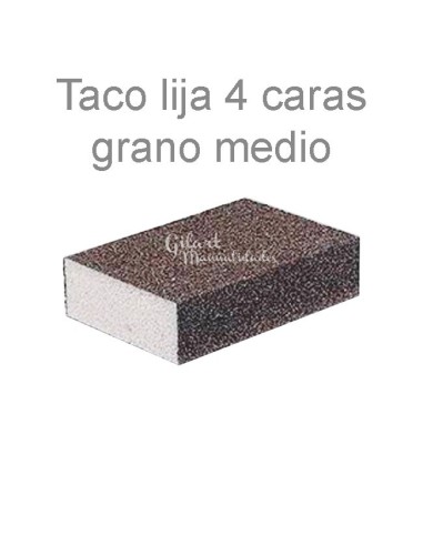 Taco Lija Esponja Grano Medio 100x120 mm, ideal para lijado preciso y suave.