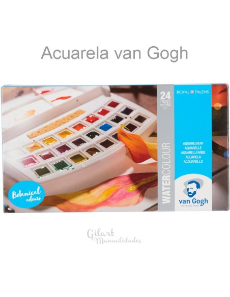 Acuarelas Van Gogh Botanical Colours, 24 medias pastillas.