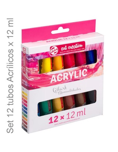 Set acrílico Talens Art Creation 12x12 ml (9021812M). Paleta básica, versátil y vibrante.