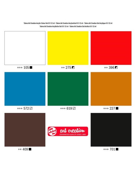 Gama de 8 colores Set acrílico Talens Art Creation 8 tubos x 12 ml