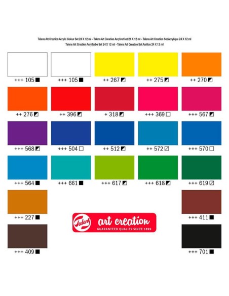 Gama de 24 colores Set acrílico Talens Art Creation 24 tubos x 12 ml