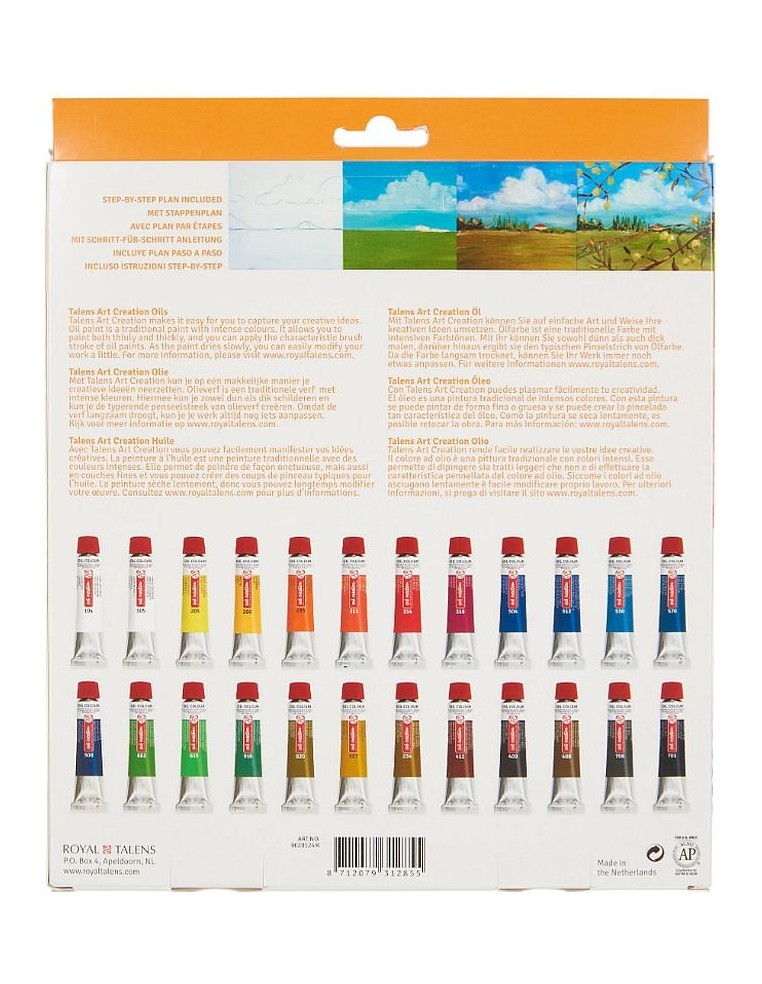 Vista trasera del set, con información del producto y una guía paso a paso.