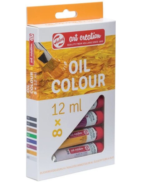 El set de óleos desde un ángulo, mostrando la caja y algunos colores. El set de óleos desde un ángulo, mostrando la caja y algunos colores.