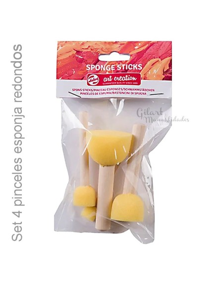 Set de 4 pinceles de espuma redondos para estarcido, ideal para plantillas y técnicas decorativas. Set de 4 pinceles de espuma redondos para estarcido, ideal para plantillas y técnicas decorativas.