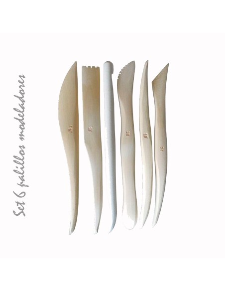 Palillos modeladores de madera doble uso, set de 6 piezas de 15 cm