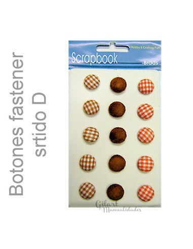 Set 15 botones marrones y rojos: liso y cuadros.