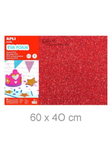 Goma Eva Purpurina Verde Apli 60x40 cm, ideal para manualidades y decoraciones.