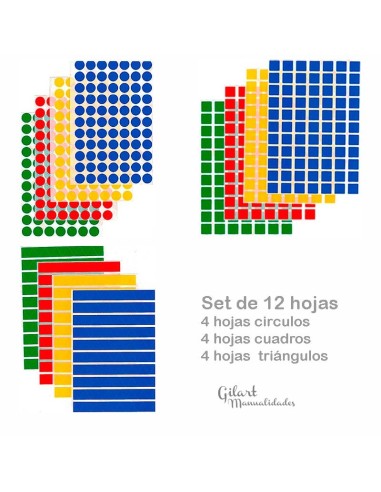 Gomets de figuras geométricas – Set de 12 hojas Apli 993 para manualidades