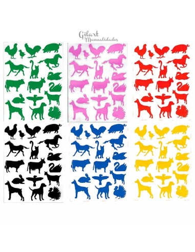 Gomets Animales de Granja APLI set de 12 hojas con figuras adhesivas coloridas