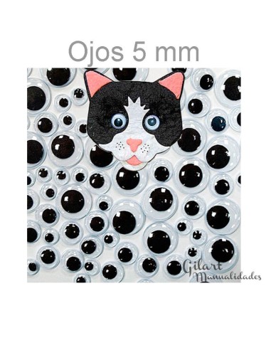 Ojos móviles redondos 5 mm bolsa con 40 unidades para manualidades versátiles