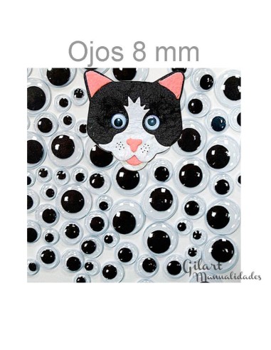 Ojos movibles redondos 8 mm bolsa con 30 unidades para manualidades creativas
