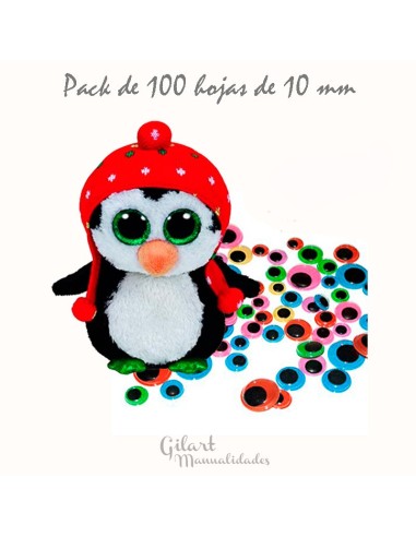 Ojos móviles redondos de colores 10 mm bolsa con 30 unidades para manualidades