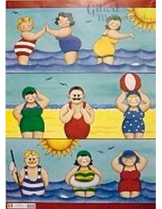 Papel decoupage bañistas 21x30 cm diseño vintage para manualidades