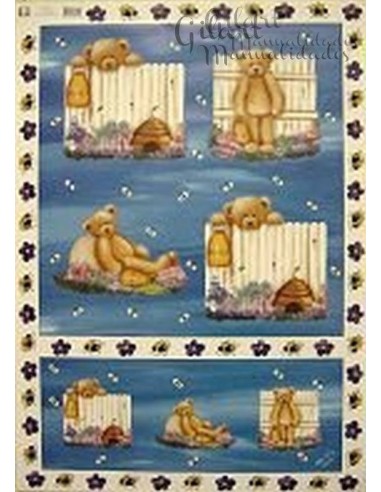 Papel decoupage Ositos 21x30 cm ideal para proyectos creativos con diseño tierno