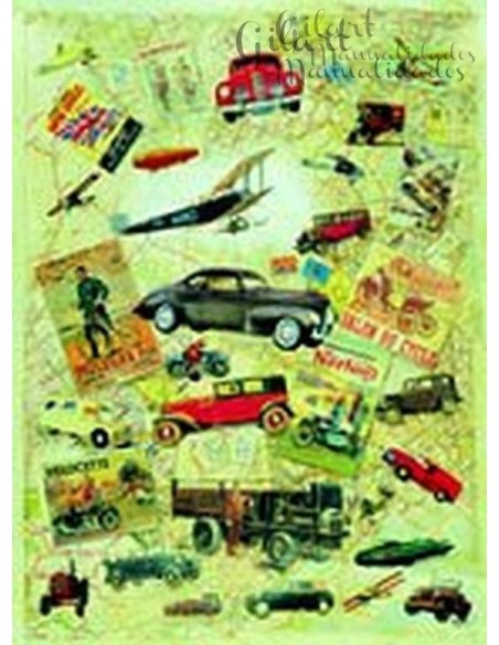 Papel decoupage Coches vintage 21x30 cm para tus proyectos creativos.