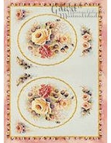 Papel decoupage óvalos con flores 21x30: da un toque floral y único a tus manualidades.