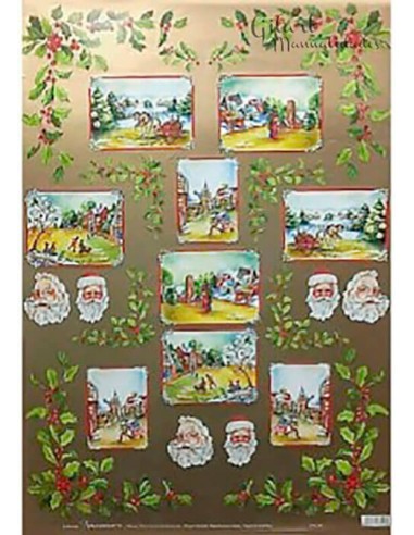 Papel decoupage Calambour Navidad 50x70 cm cal 228 para tus creaciones Navideñas.