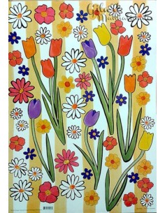Papel Decoupage Diseño Tulipanes 50x70 cm. Ideal para proyectos florales y elegantes.