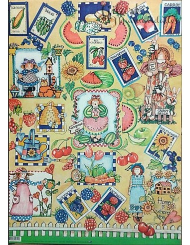 Hermoso Papel Decoupage Diseño Frutas 50x70-cm 80 g para tus creaciones únicas.