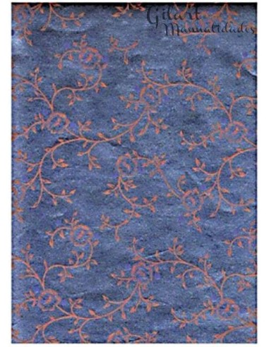 Papel Forrar Scrapbooking Metalizado Azul Flores Rosas 50x70 cm para proyectos.