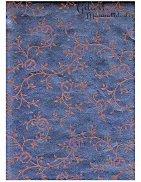 Papel Forrar Scrapbooking Metalizado Azul Flores Rosas 50x70 cm para proyectos.
