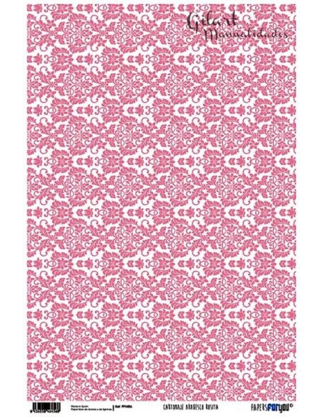 Papel Cartonaje For You, Arabesco Rosa 120 g (32x48.3 cm) PFY-456 para tus diseños.