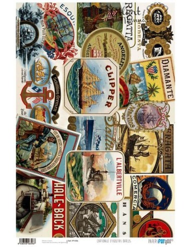 Papel Cartonaje For You, Diseño Etiquetas Barco 120 g (32x48.3 cm) PFY-396.