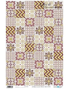 Papel Cartonaje For You 120 g (32x48.3 cm) Azulejos Tonos Cálidos para tus proyectos.