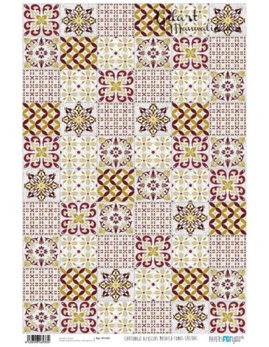 Papel Cartonaje For You 120 g (32x48.3 cm) Azulejos Tonos Cálidos para tus proyectos.