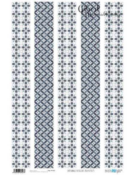 Papel Cartonaje For You 120 g (32x48.3 cm) Azulejos Duo Azules para tus proyectos.