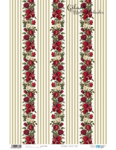 Papel Cartonaje For You 120 g 32x48.3 cm Cenefa Flores PFY-895.
