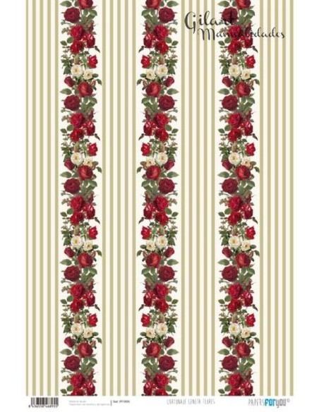 Papel Cartonaje For You 120 g 32x48.3 cm Cenefa Flores PFY-895.