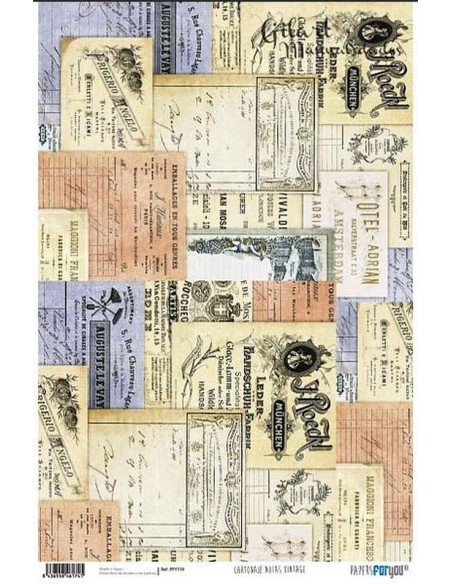 Papel cartonaje For You 120 g 32x48,3 cm diseño Notas Vintage PFY-174