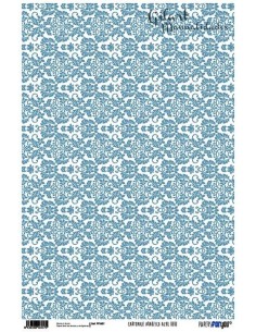 Papel For You PFY-457 arabesco azul bebé, perfecto para scrapbooking y cartonaje.