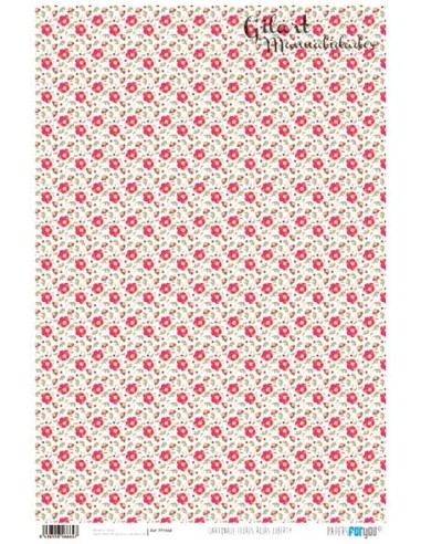 Papel Cartonaje For You Flores Rojas 120 g  32x48.3 cm  para manualidades.
