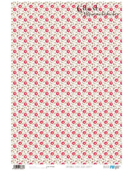 Papel Cartonaje For You Flores Rojas 120 g  32x48.3 cm  para manualidades. Papel Cartonaje For You Flores Rojas 120 g  32x48.3 cm  para manualidades.