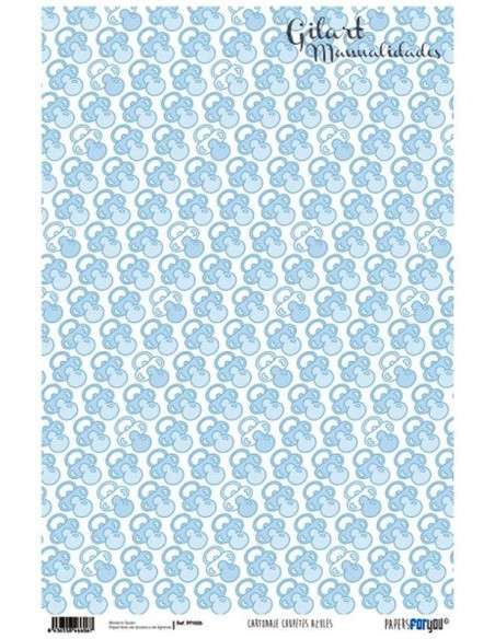 Papel Cartonaje For You Chupetes Azules 120 g  32x48.3 cm  para manualidades.