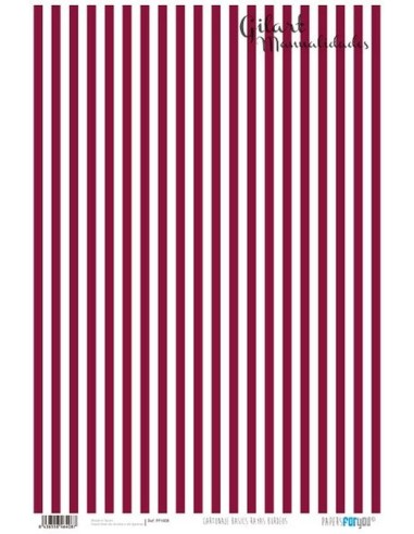 Papel Cartonaje For You Rayas Burdeos 120 g  32x48.3 cm  para manualidades.