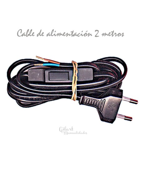 Cable de alimentación negro con clavija e interruptor 2 m uso doméstico y profesional Cable de alimentación negro con clavija e interruptor 2 m uso doméstico y profesional