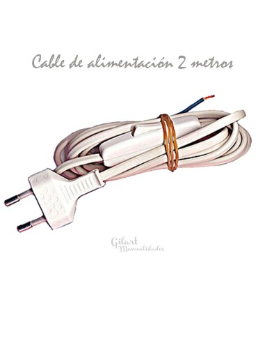 Cable de alimentación blanco con clavija e interruptor 2 m para proyectos eléctricos
