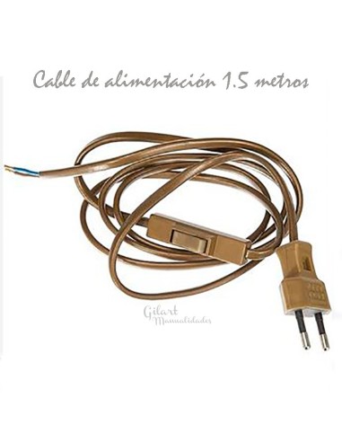 Cable de alimentación dorado con clavija e interruptor 1,5 m resistente y versátil