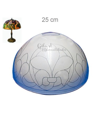Pantalla Lámpara Metacrilato Tiffany Flor de lis círculo 25 cm para pintar DIY.
