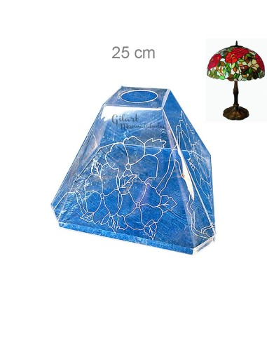 Pantalla Lámpara Metacrilato Estilo Tiffany Pensamiento Flores 25 cm Octogonal para pintar.