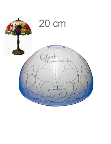 Pantalla Lámpara Metacrilato Estilo Tiffany Flor de Lis Círculo 20 cm.