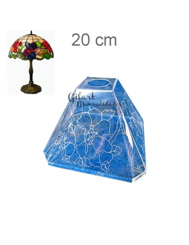 Pantalla lámpara metacrilato estilo Tiffany Pensamiento flores 20 cm octogonal