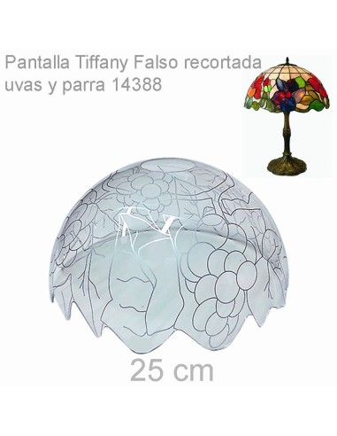 Pantalla Lámpara Metacrilato Estilo Tiffany Uvas y Parra 25 cm recortada para DIY