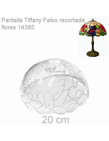 Pantalla Lámpara Metacrilato Estilo Tiffany Flores 20 cm recortada - Elegancia floral.