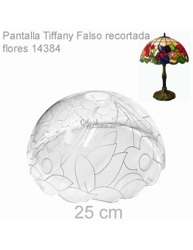 Pantalla Lámpara Metacrilato Estilo Tiffany Flores 25 cm Recortada para tu hogar