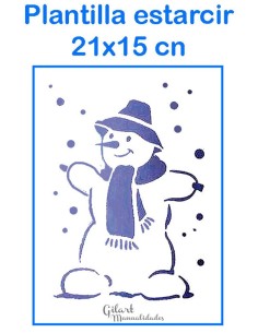 Stencil Plantilla Muñeco Nieve 21x15 cm - Perfecto para manualidades de Navidad.