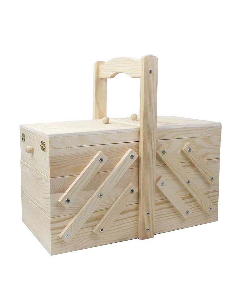 Costurero Extensible madera natural 29x32x16 cm, tu aliado para costura y arte.